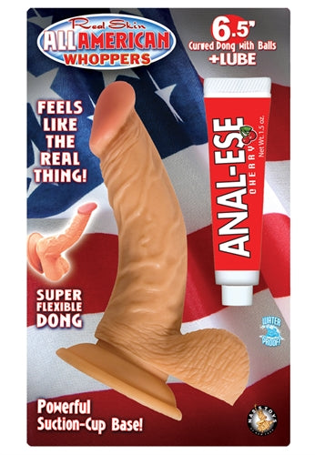 RealSkin All American Whoppers Curved Dildo w/ Balls and Lube