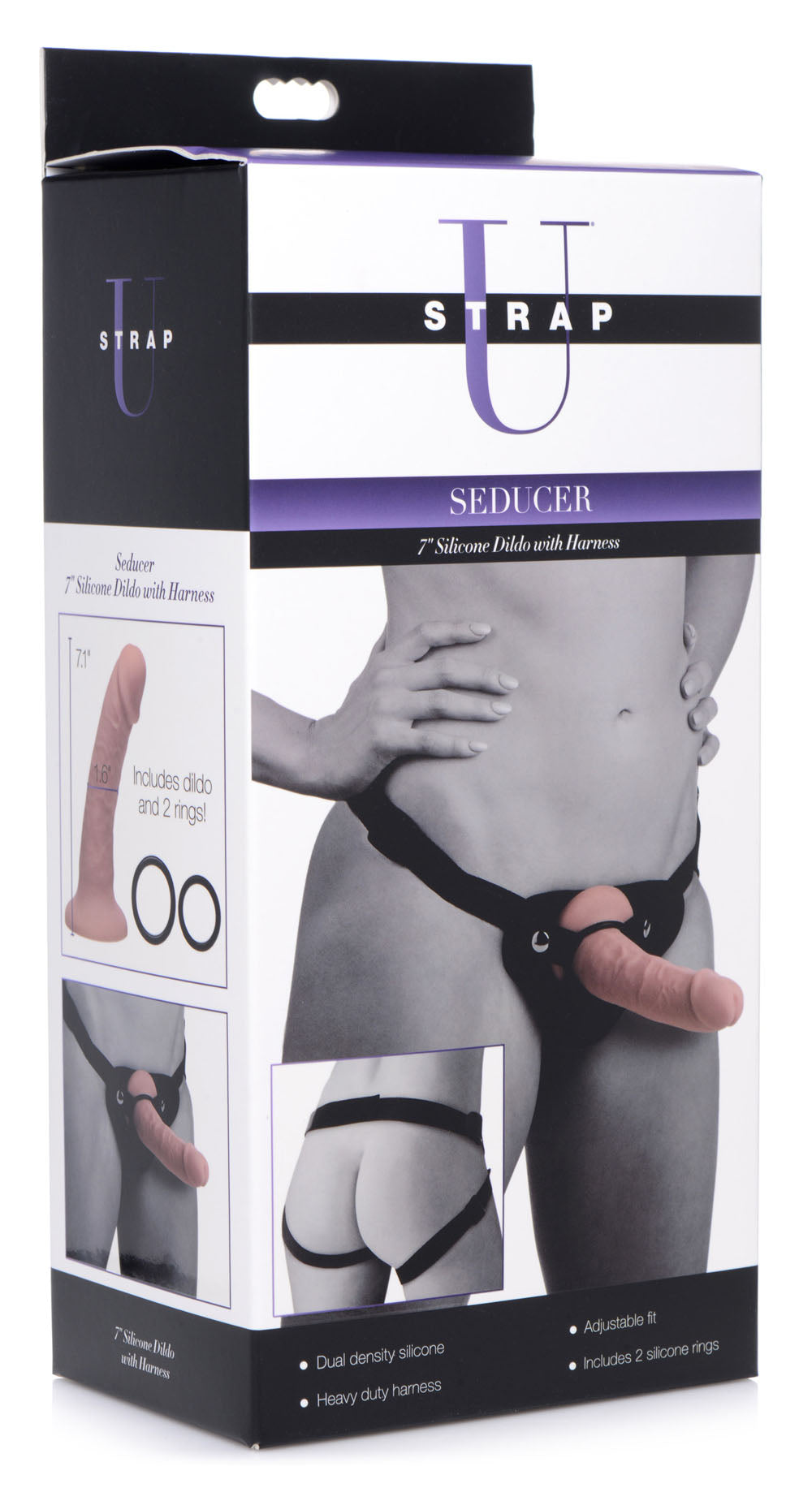 Strap-U Seducer 7" Silicone Dildo w/ Harness