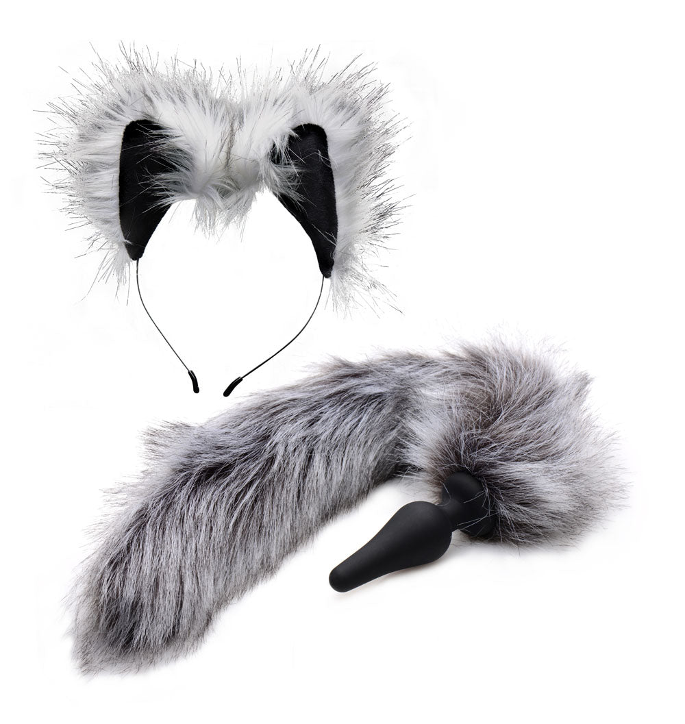 Tailz Grey Wolf Tail Anal Plug and Ears Set