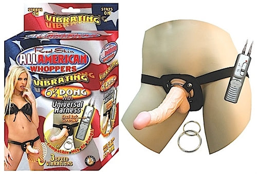 RealSkin All American Whoppersvibrating Dildo w/ Universasl Harness