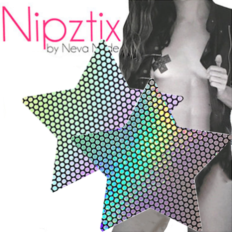 Neva Nude Liquid Party Silver Holographic Starry Nights Nipztix Pasties