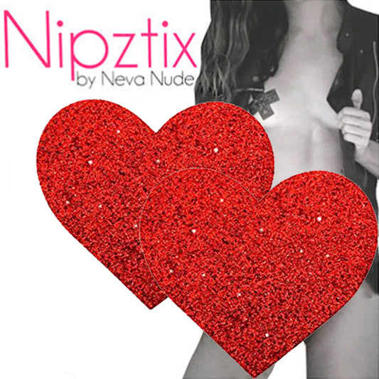 Neva Nude Ravish Me Red Glitter I Heart U Nipztix Pasties