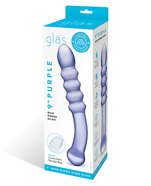 Glas Purple Rain Ribbed Glass Dildo