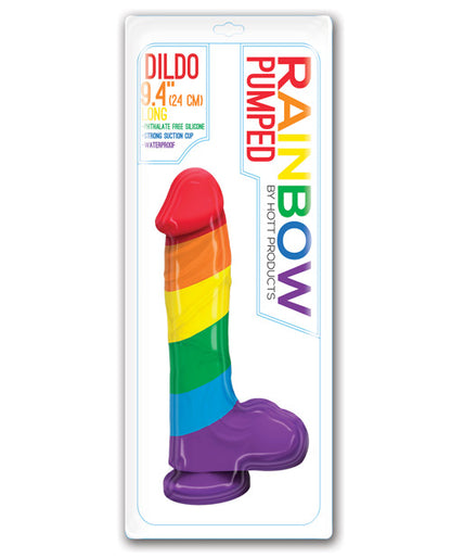 Rainbow Pumped Dildo w/ Suction Cup & Balls