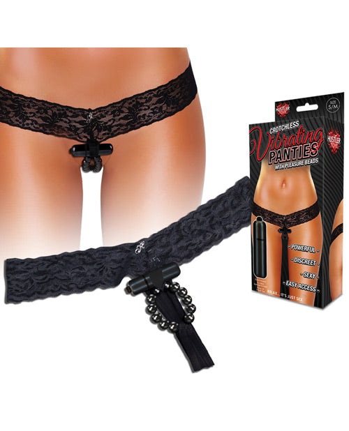 Hustler Vibrating Panties w/ Hidden Vibe Pocket, Bullet & Stimulation Beads