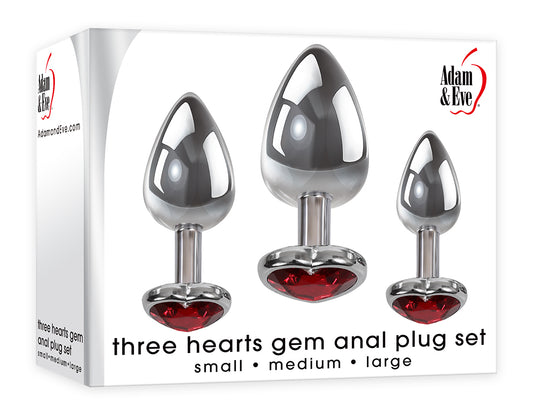 Adam & Eve Three Hearts Gem Anal Plug Set