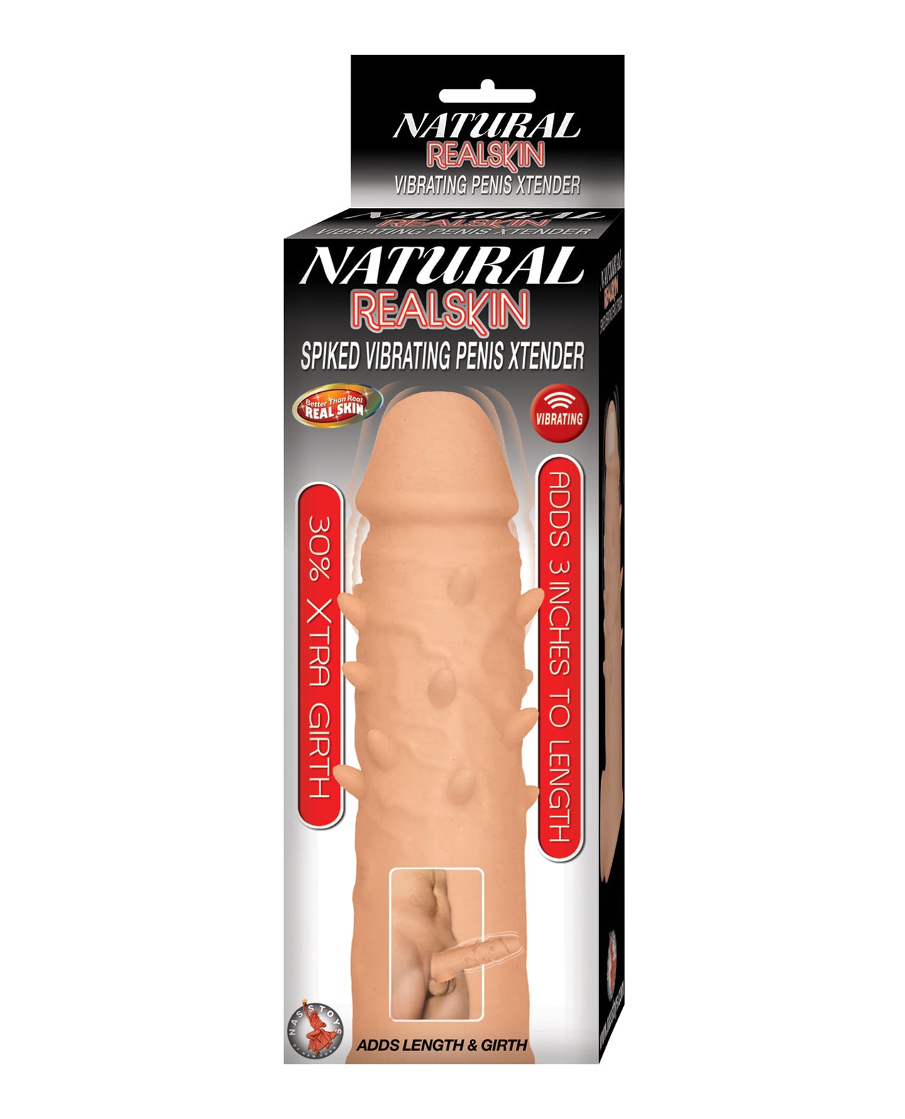 Natural Realskin Spiked Vibrating Penis Xtender