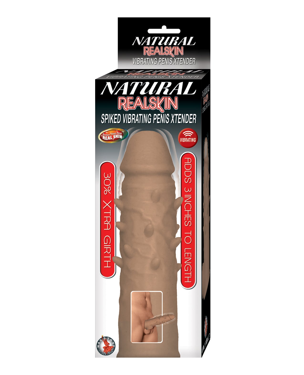 Natural Realskin Spiked Vibrating Penis Xtender