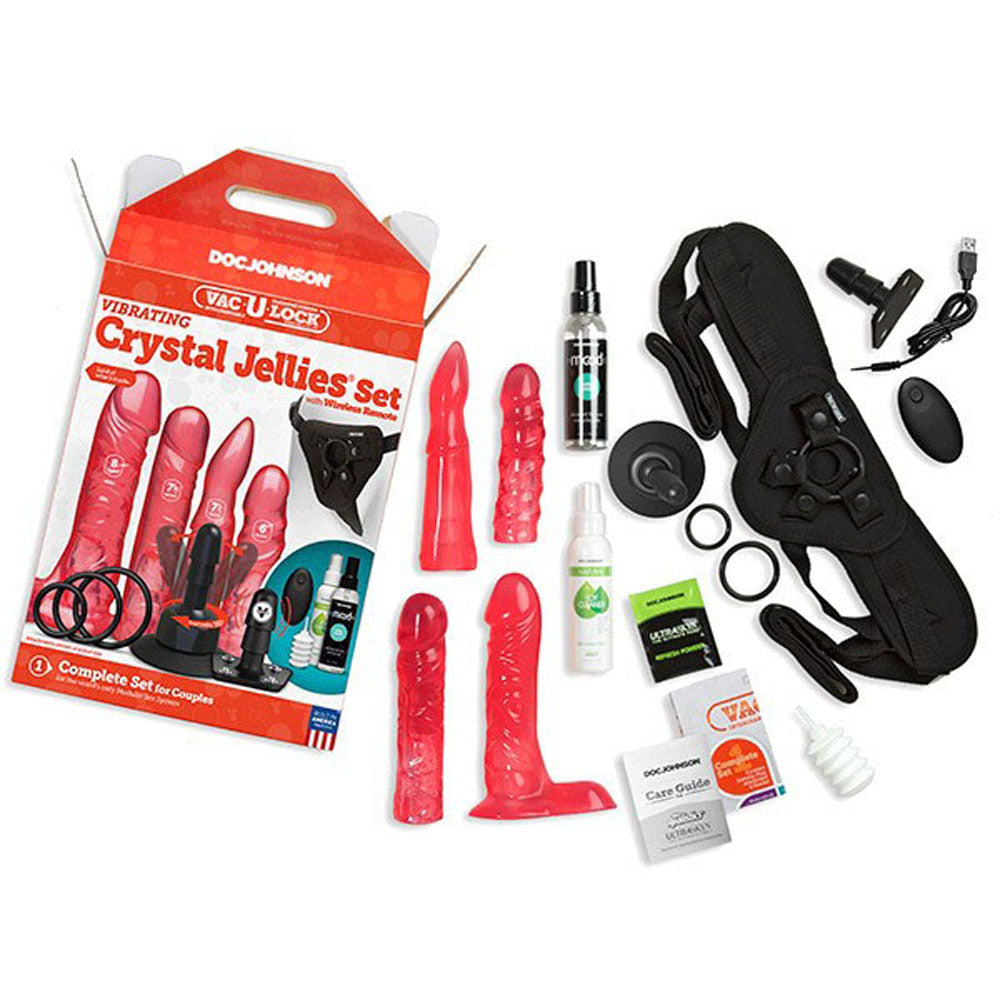 Vac-U-Lock Vibrating Crystal Jellies Set w/ Wireless Remote