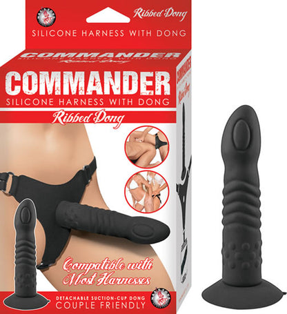 Commander Ribbed Dildo w/ Harness