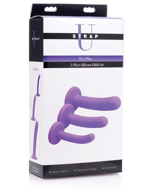 Strap-U Tri-Play Silicone Dildo 3pk