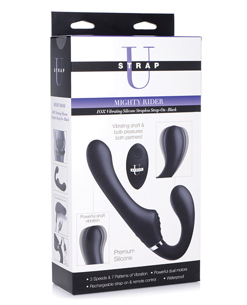 Strap-U Mighty Rider 10x Vibrating Silicone Strapless Strap-On