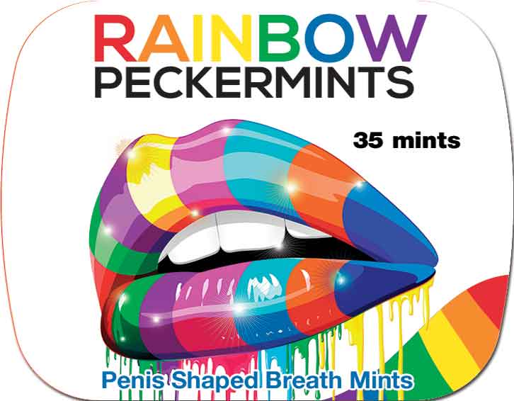 Rainbow Pecker Shape Candies in Tin-Carded