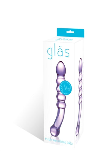 Glas Purple Rain Ribbed Glass Dildo