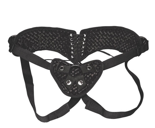 Lux Fetish Diamond Velvet Strap-on Corset - Black