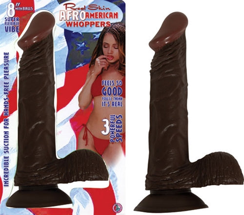 RealSkin Afro American Whoppers Vibrating Dildo w/ Balls