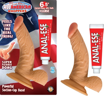 RealSkin All American Whoppers Curved Dildo w/ Balls and Lube