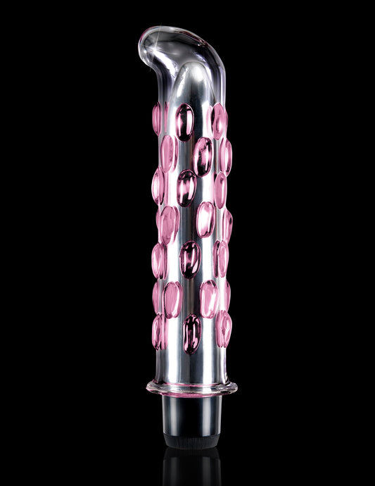 Icicles No 19 7.5" G Spot Glass Dong w/ Pink Studs