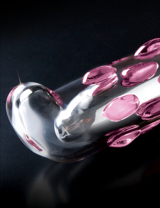 Icicles No 19 7.5" G Spot Glass Dong w/ Pink Studs