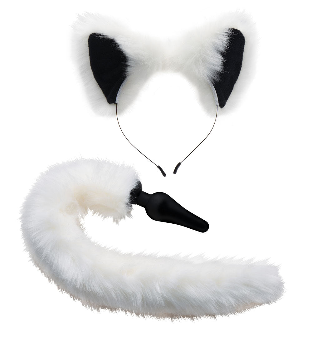 Tailz White Fox Tail Anal Plug and Ears Set