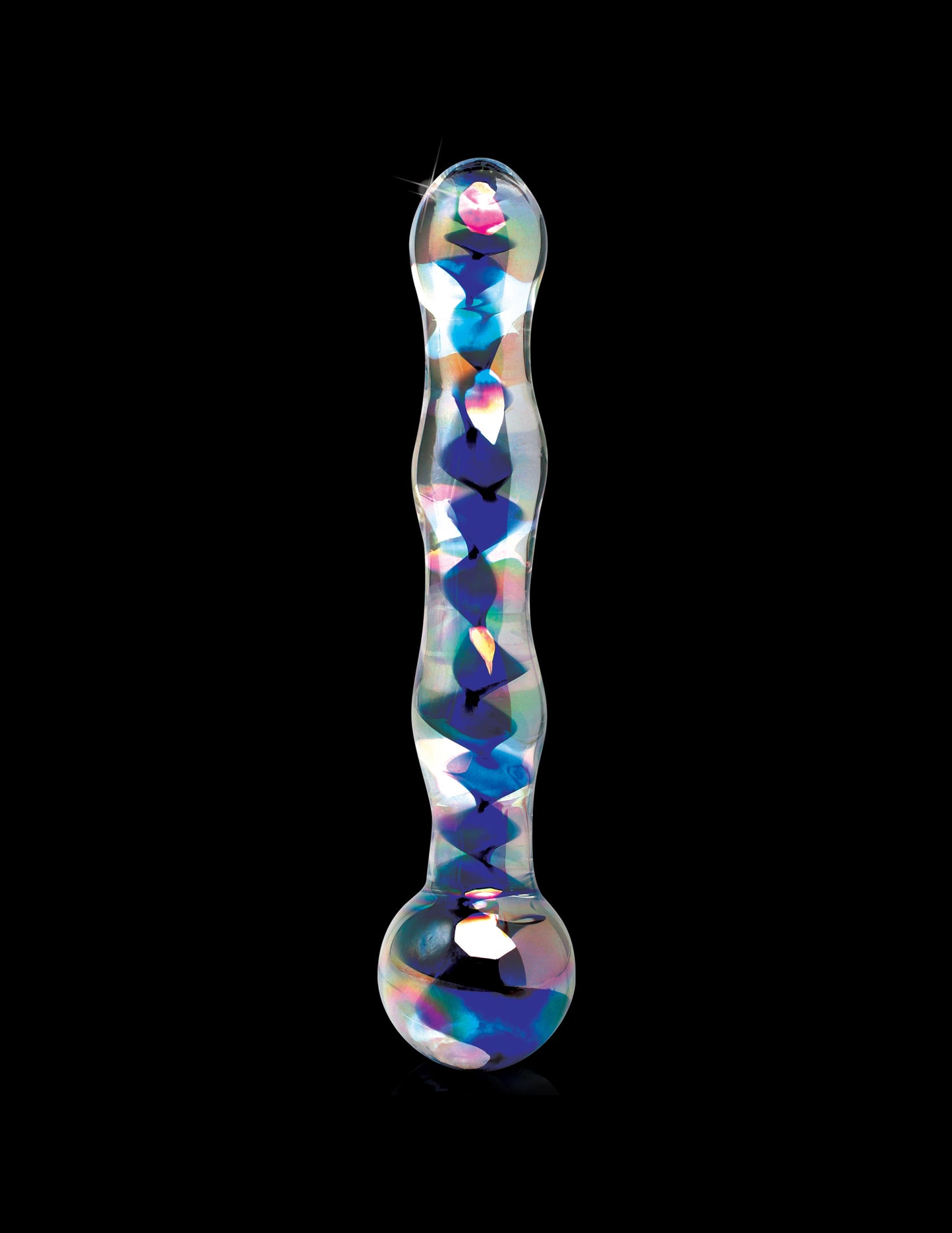 Icicles No 8 Hand Blown Glass Massager w/ Blue Swirls